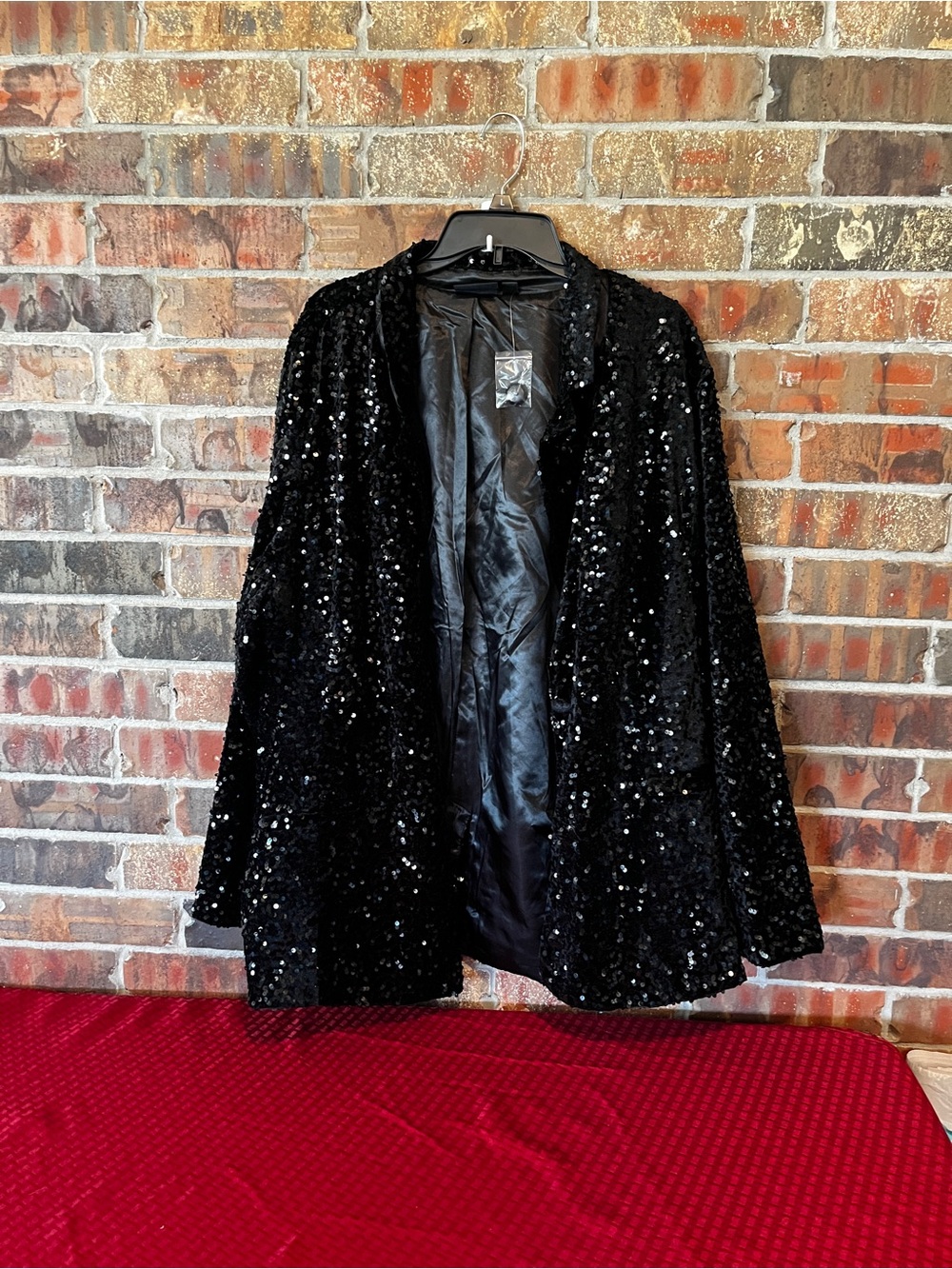 Joan Rivers Red Carpet Black Open Front Jacket With Sequins Size:4X